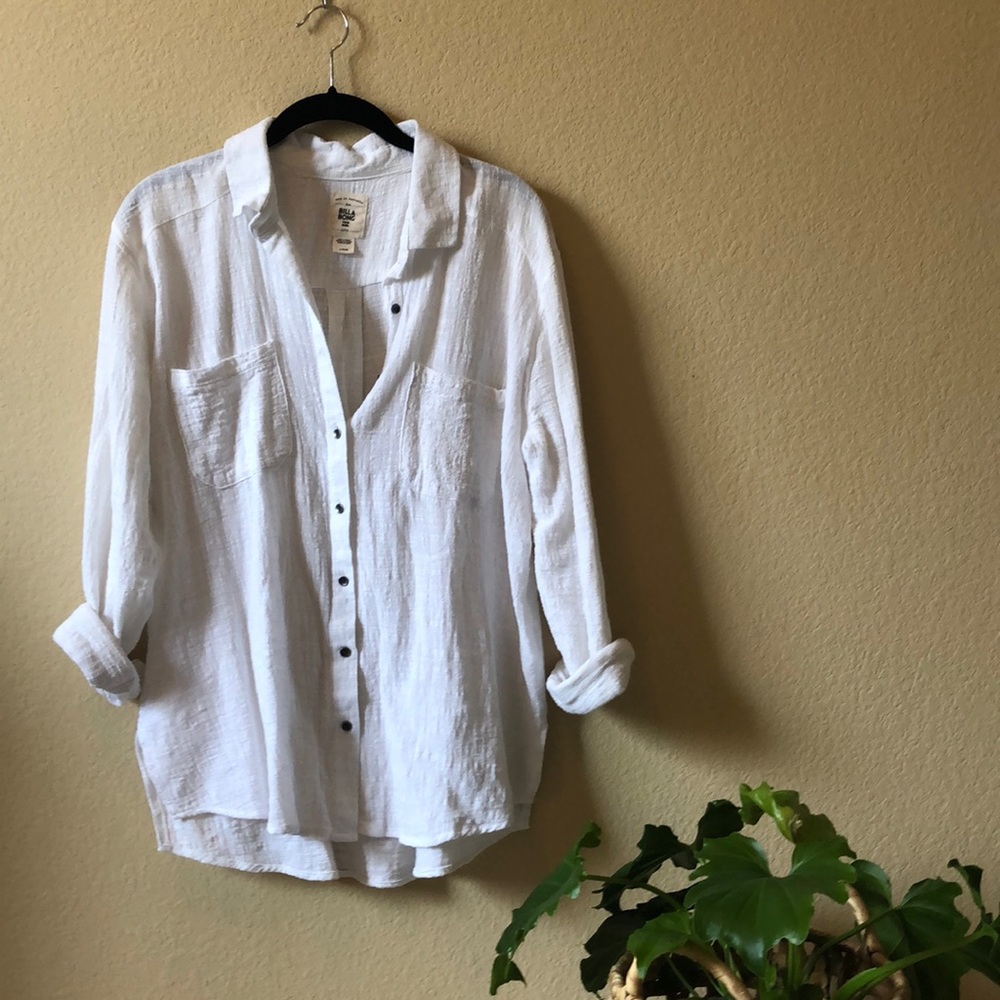 Airy white button-down top